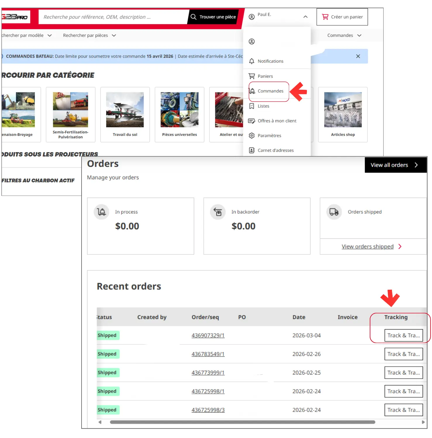 Numéro de suivi commandes_FR | G2bPro